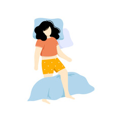 set of sleeping woman poses with pillows vector