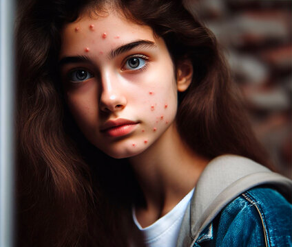 Adolescente mujer con acn&eacute; juvenil 