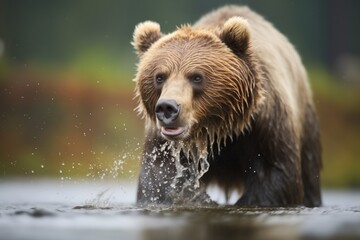 Obraz premium grizzly bear shaking off water after catching fish