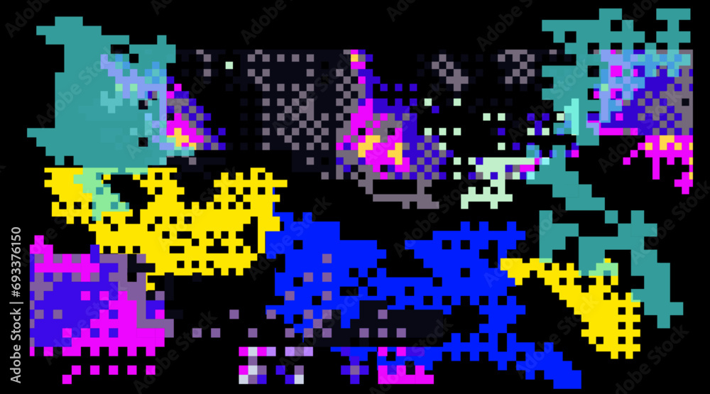 Aufkleber Abstract glitched background with VHS pixel compression artifacts. Lo-fi vector texture.