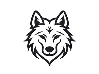 A simply black and white wolf as a logo .