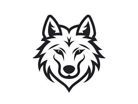 A simply black and white wolf as a logo .