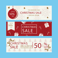  Set of Christmas sale banners