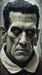 Scary photorealistic monster Frankenstein character illustration 