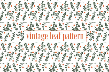Minimal vintage oranges and leaves pattern