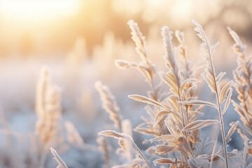 Naklejka premium Close up hoarfrost in nature and ice crystals.