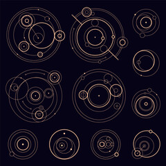 Set of circle scared elements. Mystic signs for different design. Vector Illustration Set. EPS 10