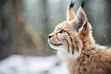 Obraz premium snow-dusted lynx ears twitching