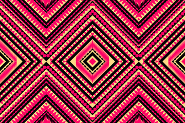 Seamless fabric design, abstract triangle pattern. Indian, Turkish, Mexican. Brown, pink, yellow, white background. Vector design for fabric, carpet, textiles, print patterns.