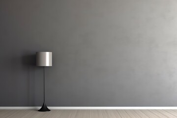 Gray wall empty with lighting and floor lamp. Modern background for presentation product.