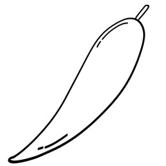 black line art of chili on a transparent background, coloring book art supply for kids
