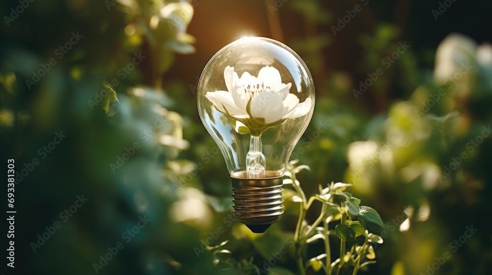 Aufkleber a unique light bulb with a delicate flower inside. can be used to symbolize creativity, innovation, 