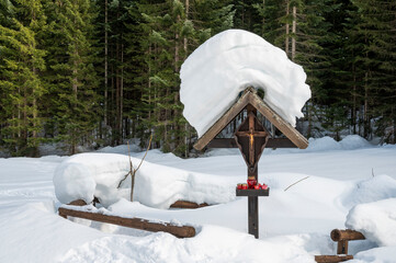 Tarvisio. Riofreddo valley in winter. At the foot of the Julian Alps