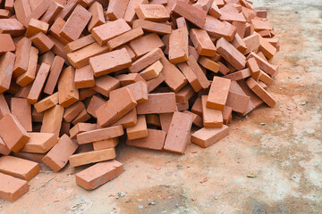 Pile of bricks for construction.