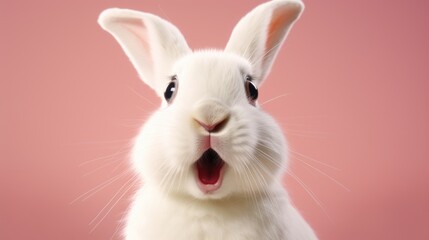 Fototapeta premium A detailed close-up image of a white rabbit with its mouth open, showing its teeth. Suitable for illustrating dental health or animal anatomy