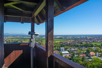 A view of the summer landscape near Karlovac in Central Croatia seen from the tower of Dubovac...