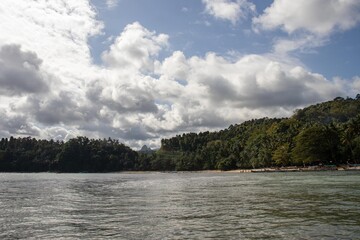the beautiful view of the white sand beach of Trenggalek. Indonesia