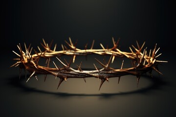 A powerful image of a crown of thorns against a dark black background.