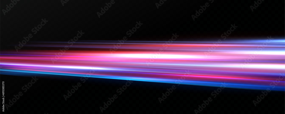 Aufkleber horizontal neon lines.blue speed lines.motion light effect.vector. red.vector illustration of a blue