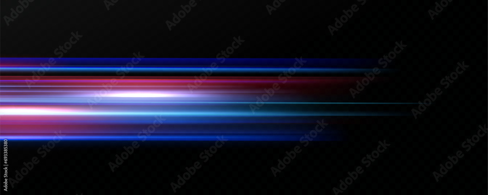 Aufkleber horizontal neon lines.blue speed lines.motion light effect.vector. red.vector illustration of a blue