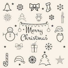 Christmas Element Vector illustration Drawing pack