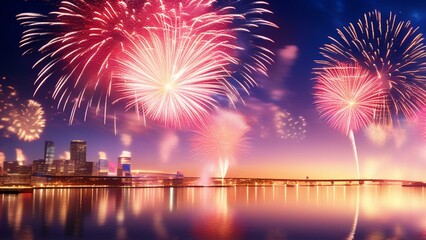 Obraz premium cinematic new years fireworks wallpaper