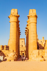 Ancient Luxor Temple at sunset. Details.