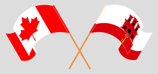 Crossed and waving flags of Canada and Gibraltar - obrazy, fototapety, plakaty