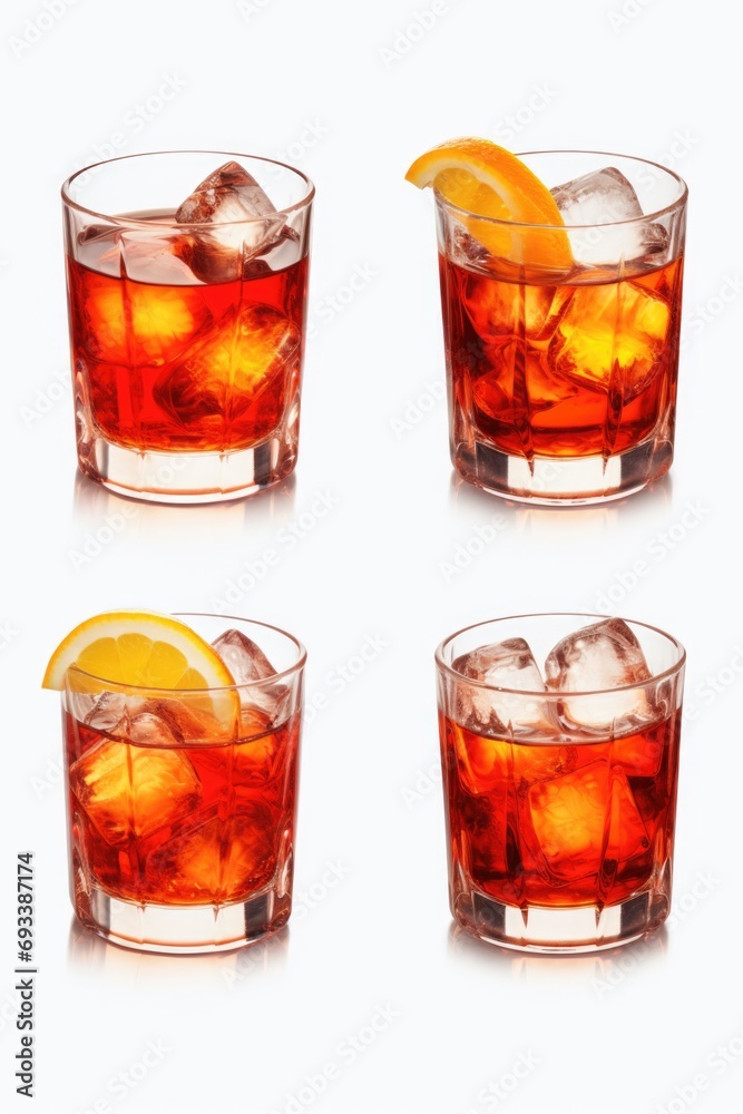 Aufkleber A picture of a set of four glasses filled with various drinks. This versatile image can be used in a variety of contexts