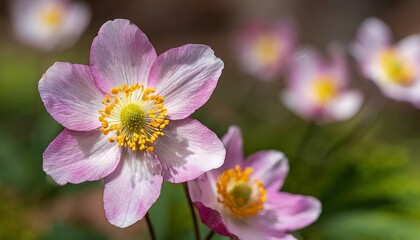 Fototapeta premium Anemone lilac flower on natural garden