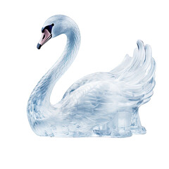 swan made from ice isolated on white