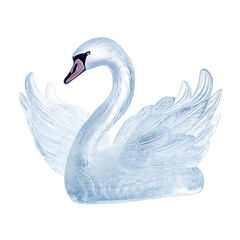 swan made from ice isolated on white