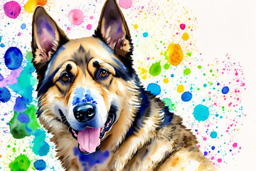 Watercolor painting of the Noble German Shepherd. A Versatile and Loyal Working Companion. Generative AI