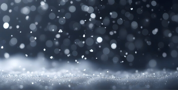 Falling snowflakes Wintertime with bokeh background, wallpaper.