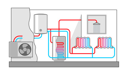 Air source heating pump schematic