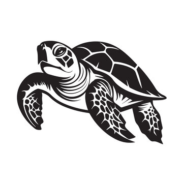 Turtle in cartoon, doodle style. Isolated 2d vector illustration in logo, icon, sketch style, Eps 10, black and white. AI Generative