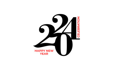 Happy New Year 2024 greetings symbol logo vector illustration isolated on a white background
