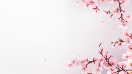 Obraz na płótnie Canvas Hintergrund Motiv Kartenmotiv Vorlage zum Frühling mit blühenden Knospen Frühlingsblüten Zweige mit Blüten Pastellfarben Generative AI