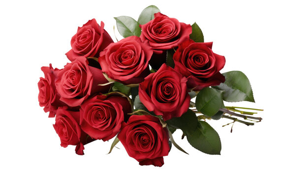 Vibrant Bouquet Radiant Red Roses on a White or Clear Surface PNG Transparent Background