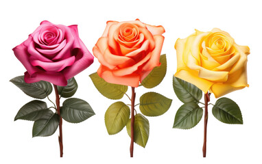 Energetic Mix Colorful Rose Bouquet on a White or Clear Surface PNG Transparent Background