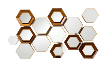 Modern Geometric Design Accent Mirror on a White or Clear Surface PNG Transparent Background
