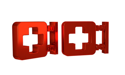 Obraz premium Red Hospital signboard icon isolated on transparent background.