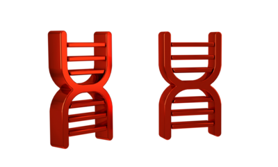 Red DNA symbol icon isolated on transparent background.