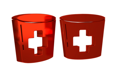 Red Nurse hat with cross icon isolated on transparent background. Medical nurse cap sign.