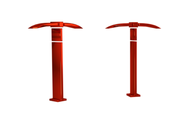 Red Pickaxe icon isolated on transparent background.