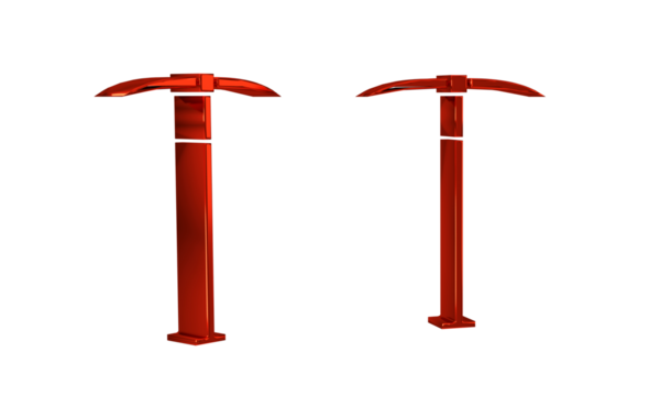 Red Pickaxe icon isolated on transparent background.