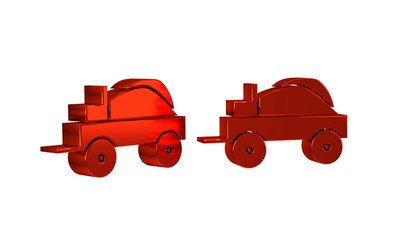 Red Wild west covered wagon icon isolated on transparent background.