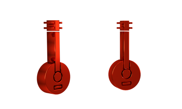 Red Banjo icon isolated on transparent background. Musical instrument.