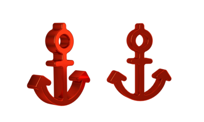Red Anchor icon isolated on transparent background.