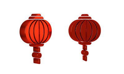 Red Chinese paper lantern icon isolated on transparent background.